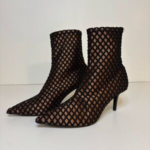 ZARA Trafaluc Brown Mesh / Net Ankle Sock Boots | Size 8.5 / 39